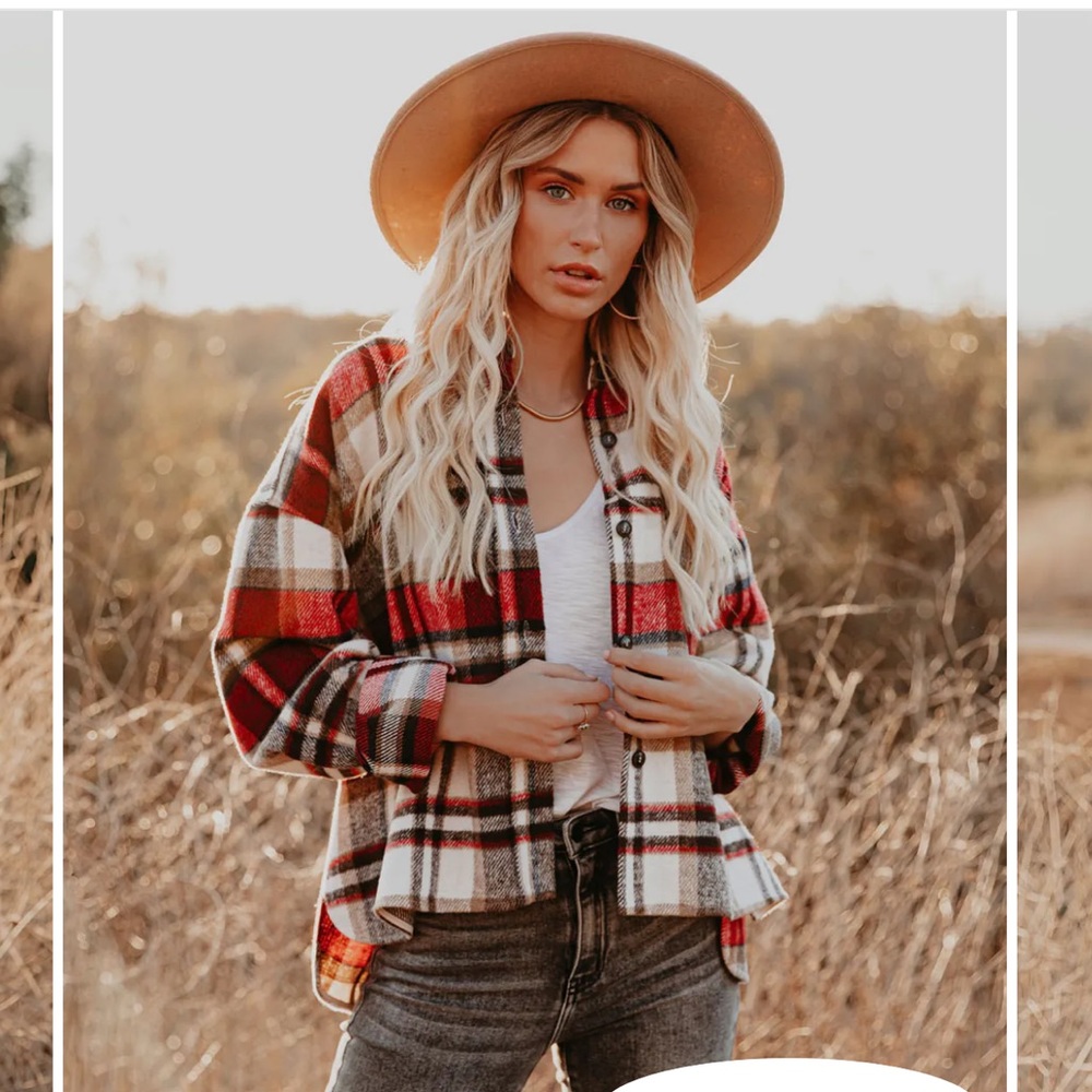 Liverpool plaid button down shacket